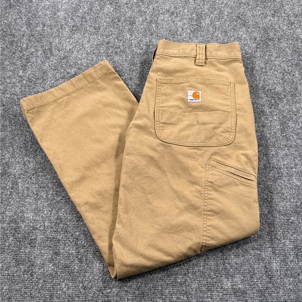 Carhartt 102291 Rugged Flex Work Pants Mens 32x30 Tan Relaxed Fit Canvas